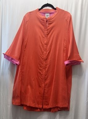 Luii Coral Trench Coat with Pink Sleeve Accents